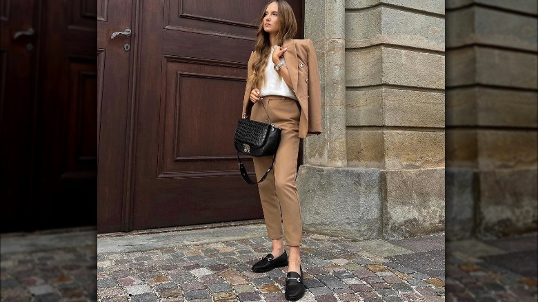 Loafers with brown suit