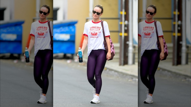 Olivia Wilde wearing athleisure workout gear