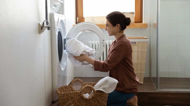 Woman doing laundry