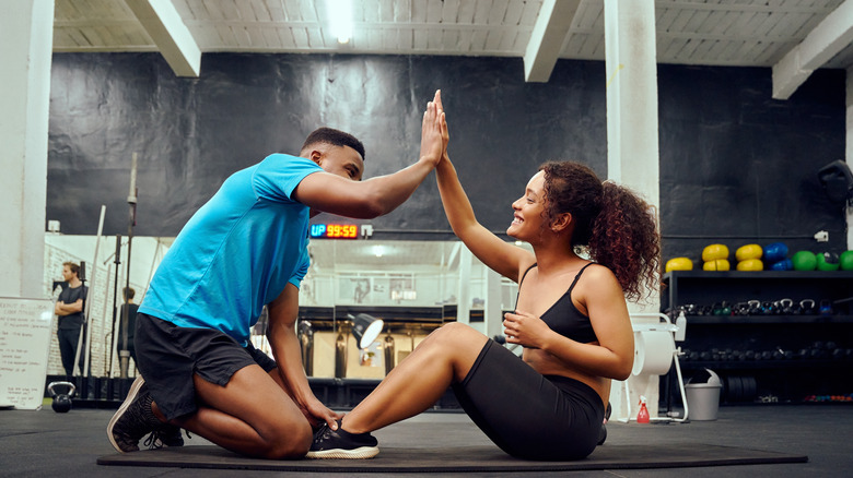 Friends working out