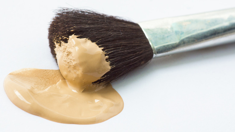 Foundation on a makeup brush