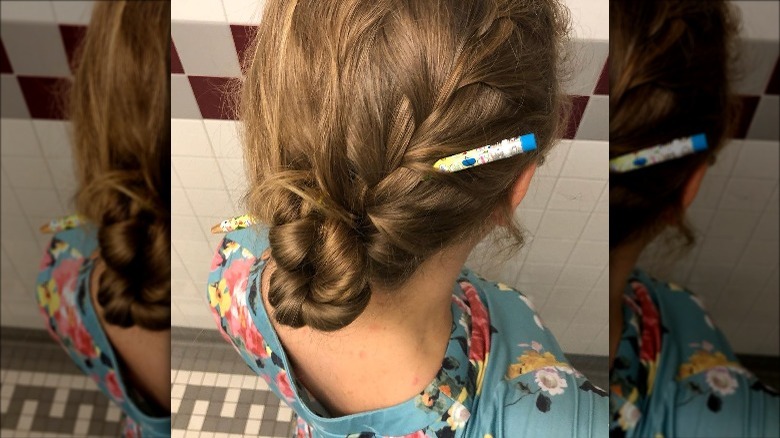 pencil braided bun