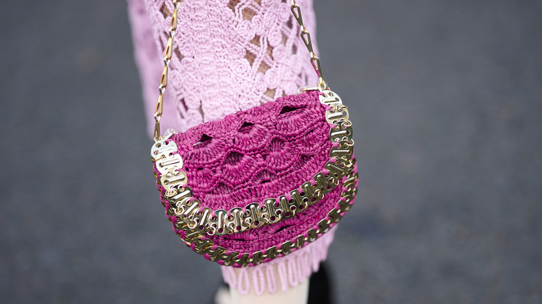 pink crochet bag