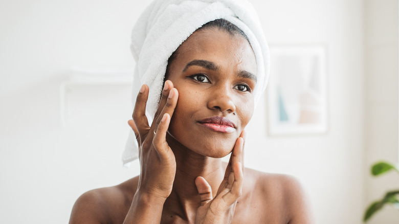 Woman caring for clean face