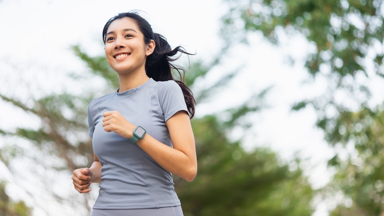 woman out for morning jog