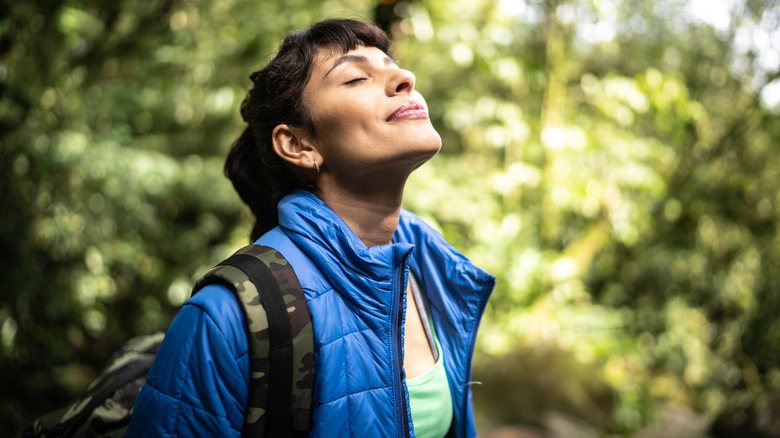 Peaceful woman in nature