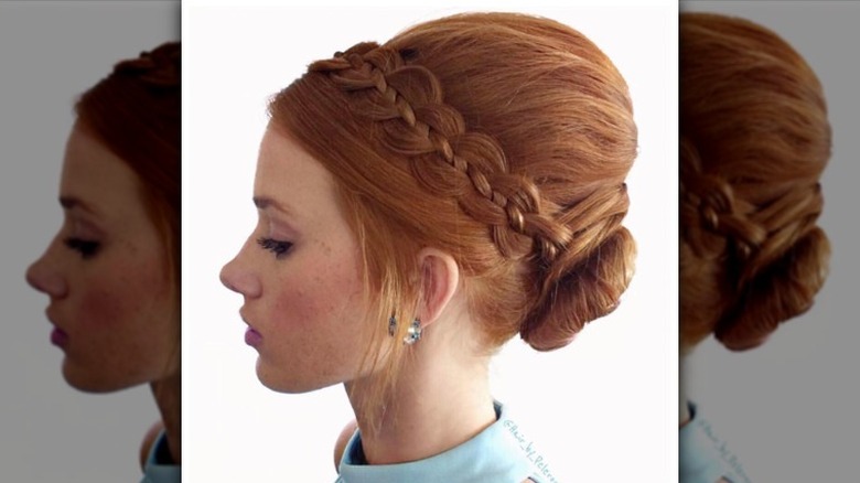 Model with bouffant bun with braid