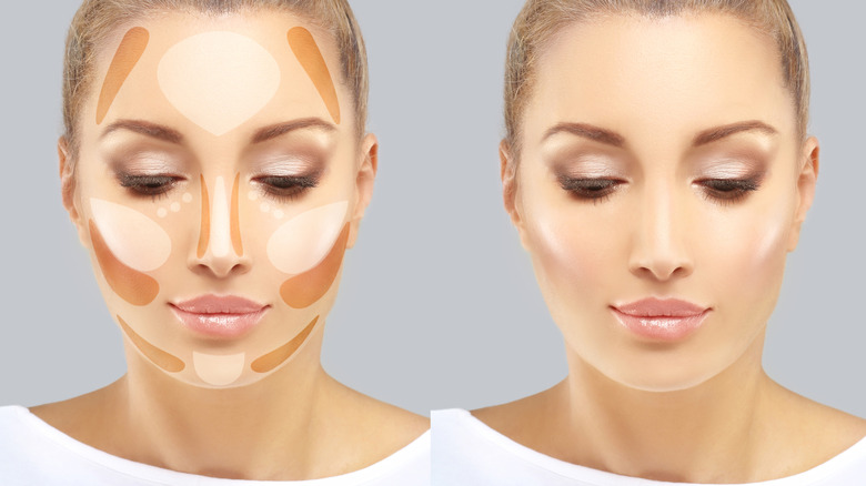 female makeup face contour