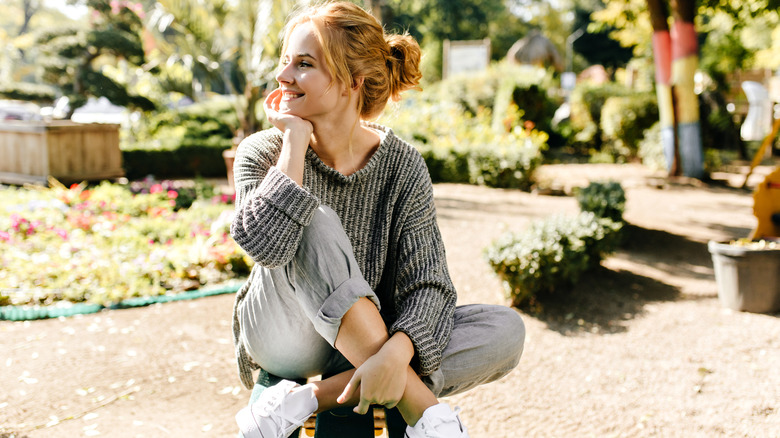 woman in baggy sweater