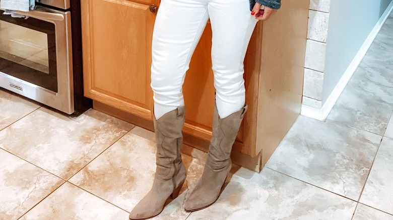 White jeans and cowboy boots
