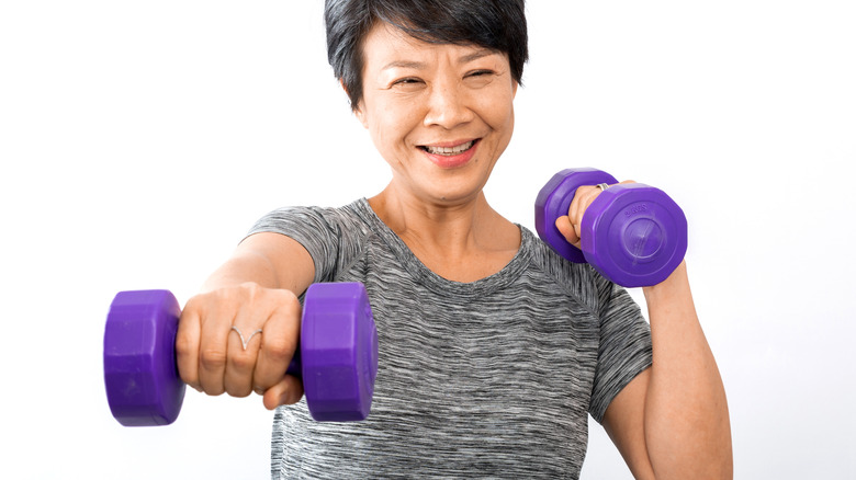 Woman lifting weights