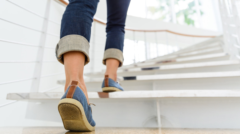 Walking up the stairs