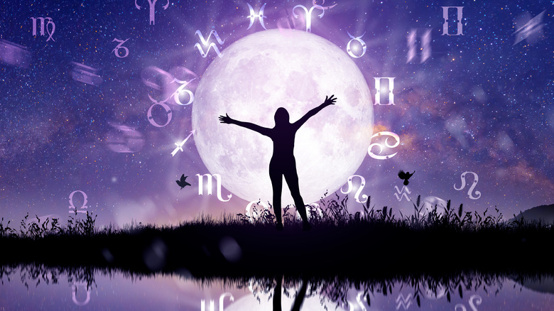 image of woman silhouette, moon, astrology