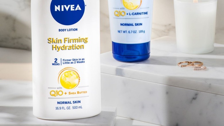 Nivea lotion on marble counter