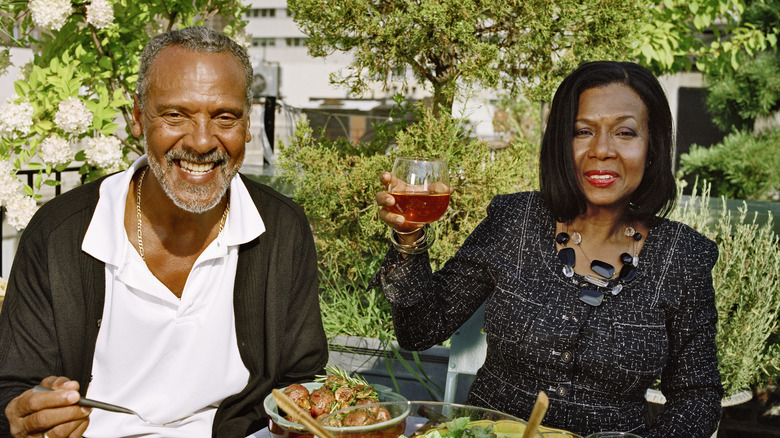 couple toasting with wine