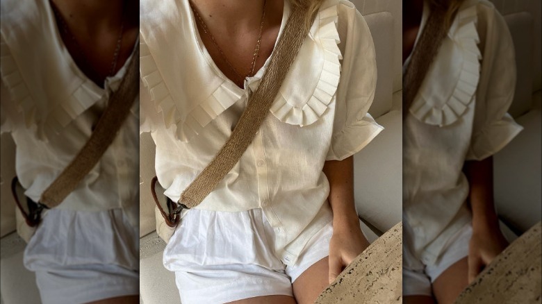 white and cream linen outfit