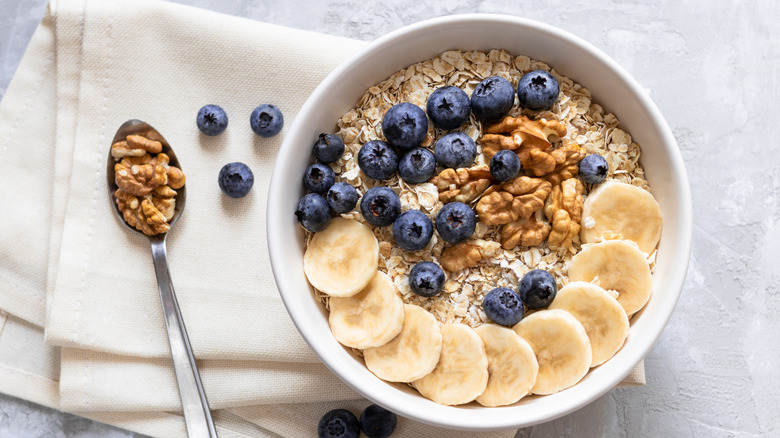 healthy bowl of oats and berries