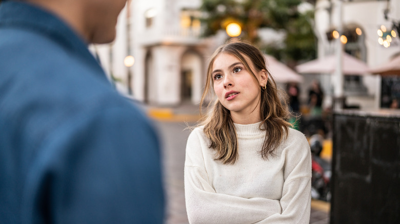 woman looking at man