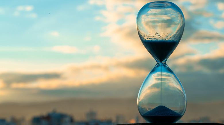 Hourglass with sand running