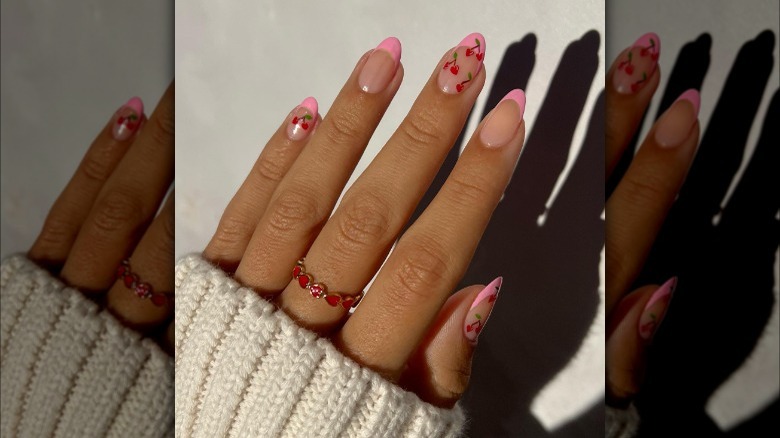 Cherry heart nails