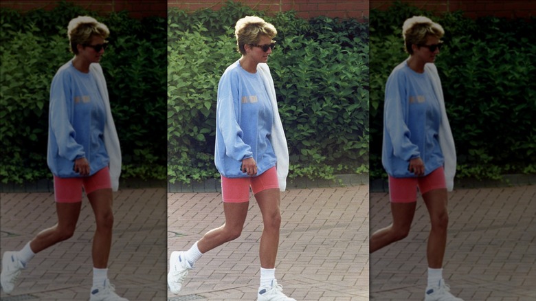 Princess Diana wearing bike shorts