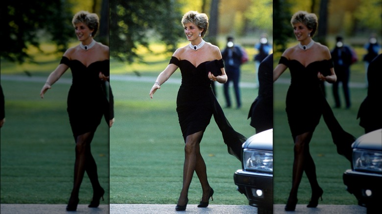 Princess Diana wearing black revenge dress