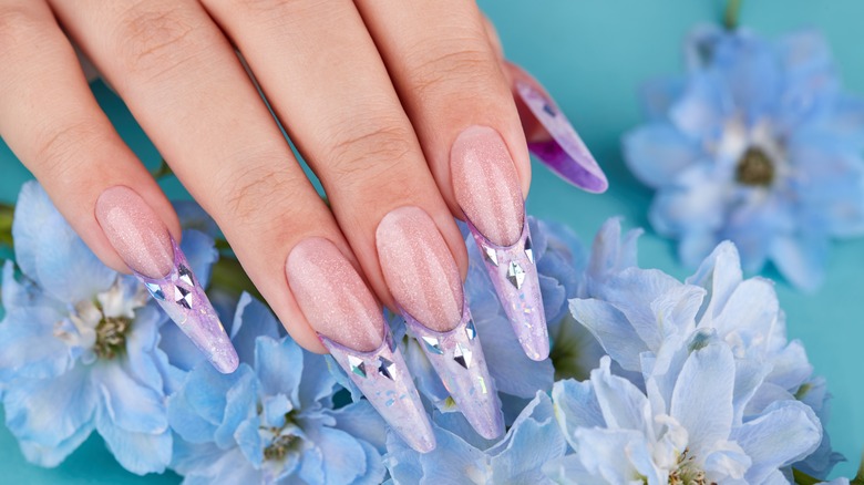 hand with lavender nails