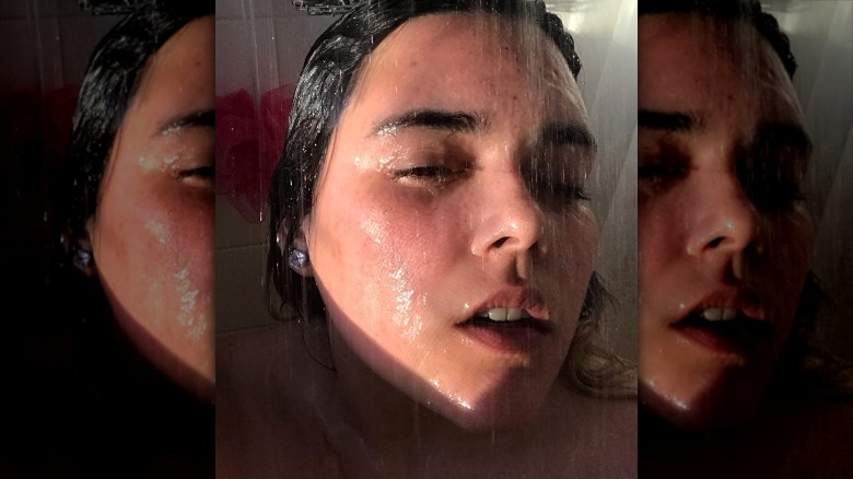 Woman shower selfie
