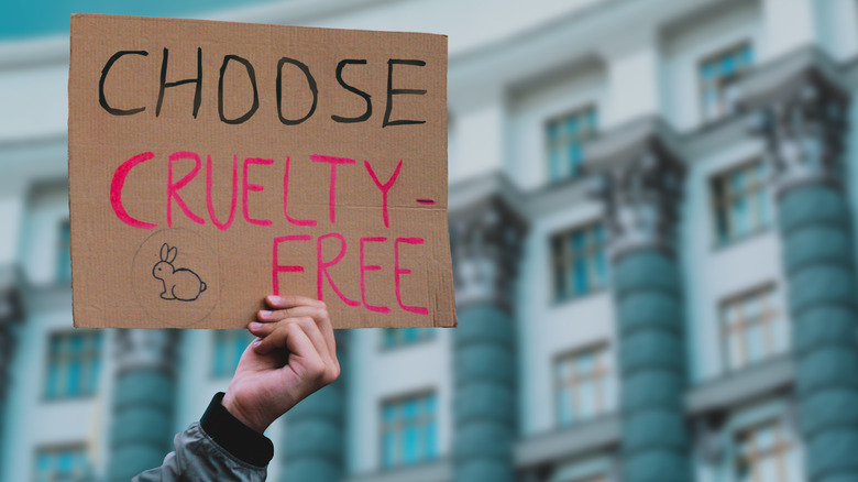 Person holding up a cruelty-free sign
