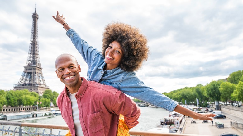 Happy young couple in Paris