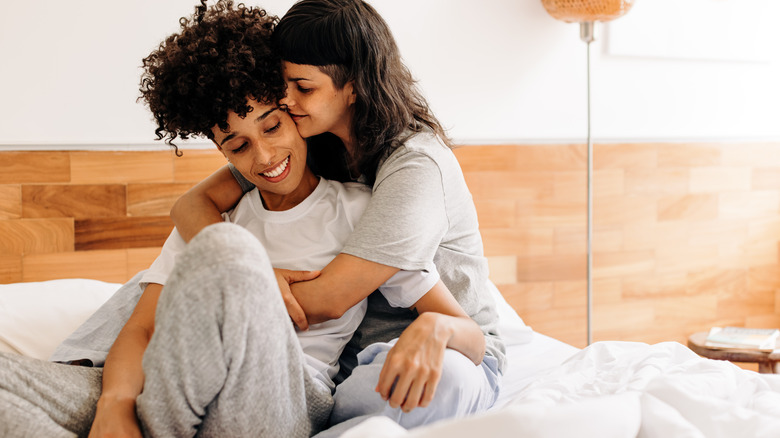 Two women embracing