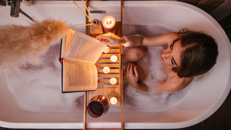 woman in relaxing bath