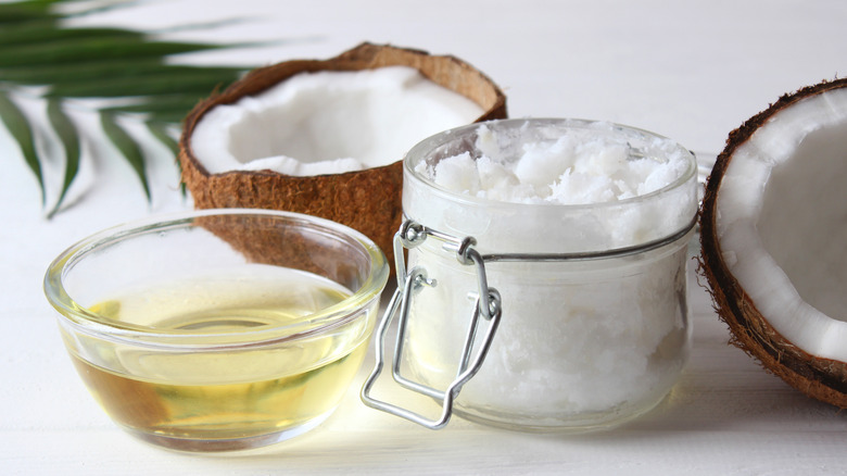 Coconut oil with coconut shell