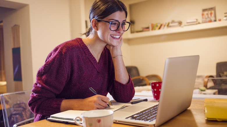 woman working from home