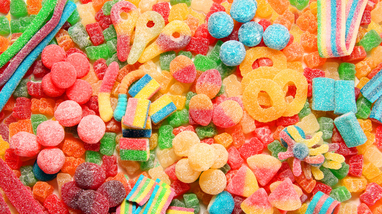 Pile of colorful sour candy