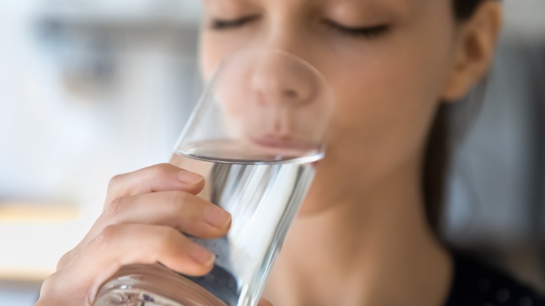 female drinking water