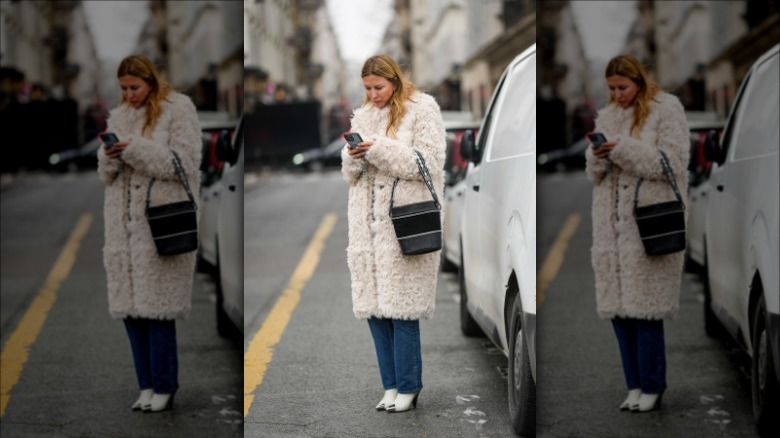 woman in furry coat