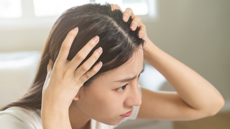 Woman with thinning hair