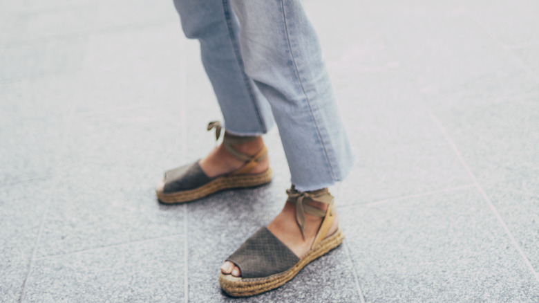 woman wearing espadrille sandals