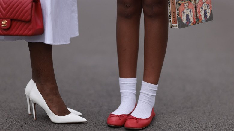 woman wearing white crew socks