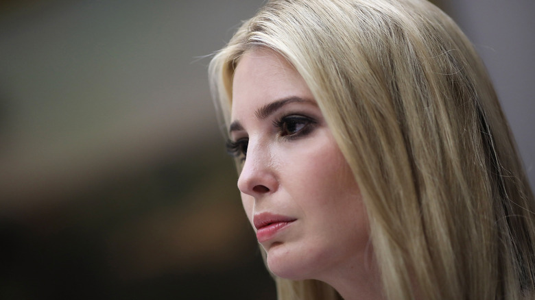 Ivanka Trump with smudged eyes at the White House in 2018.