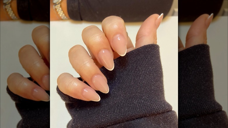 closeup on micro french manicures
