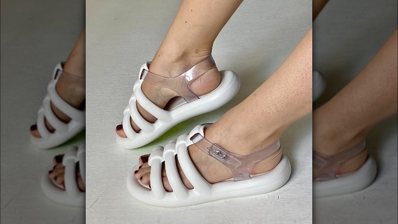 White jelly sandals