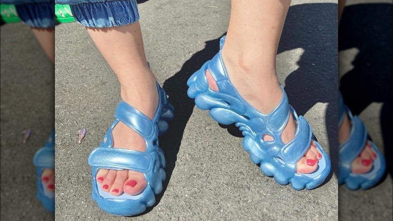 Blue jelly sandals