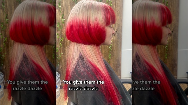 Red and blond jellyfish haircut