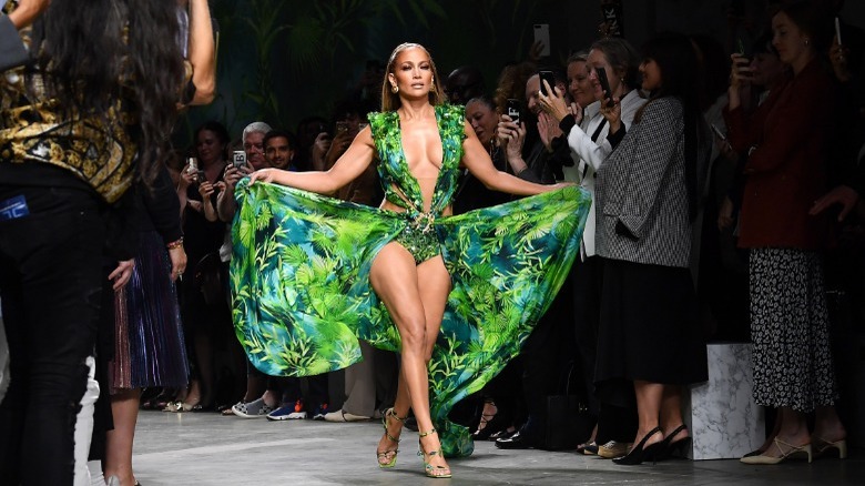 Jennifer Lopez modeling dress for Versace