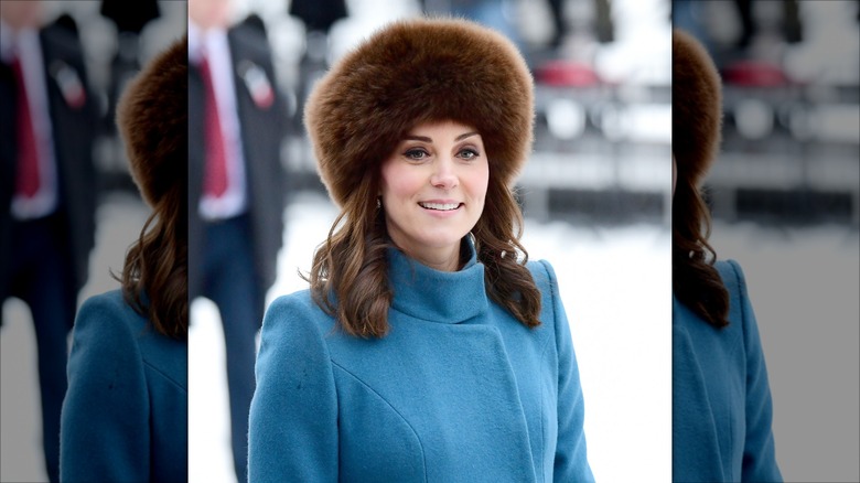 Kate Middleton wearing fur hat