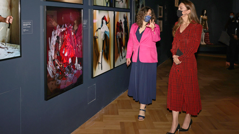 Kate Middleton in red and black dress