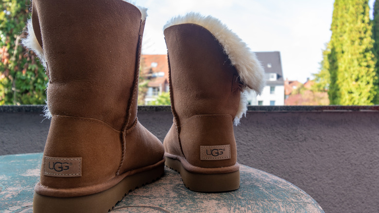 Close up of back of UGG boots