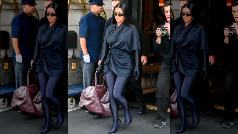 Kim Kardashian navy pantaboots